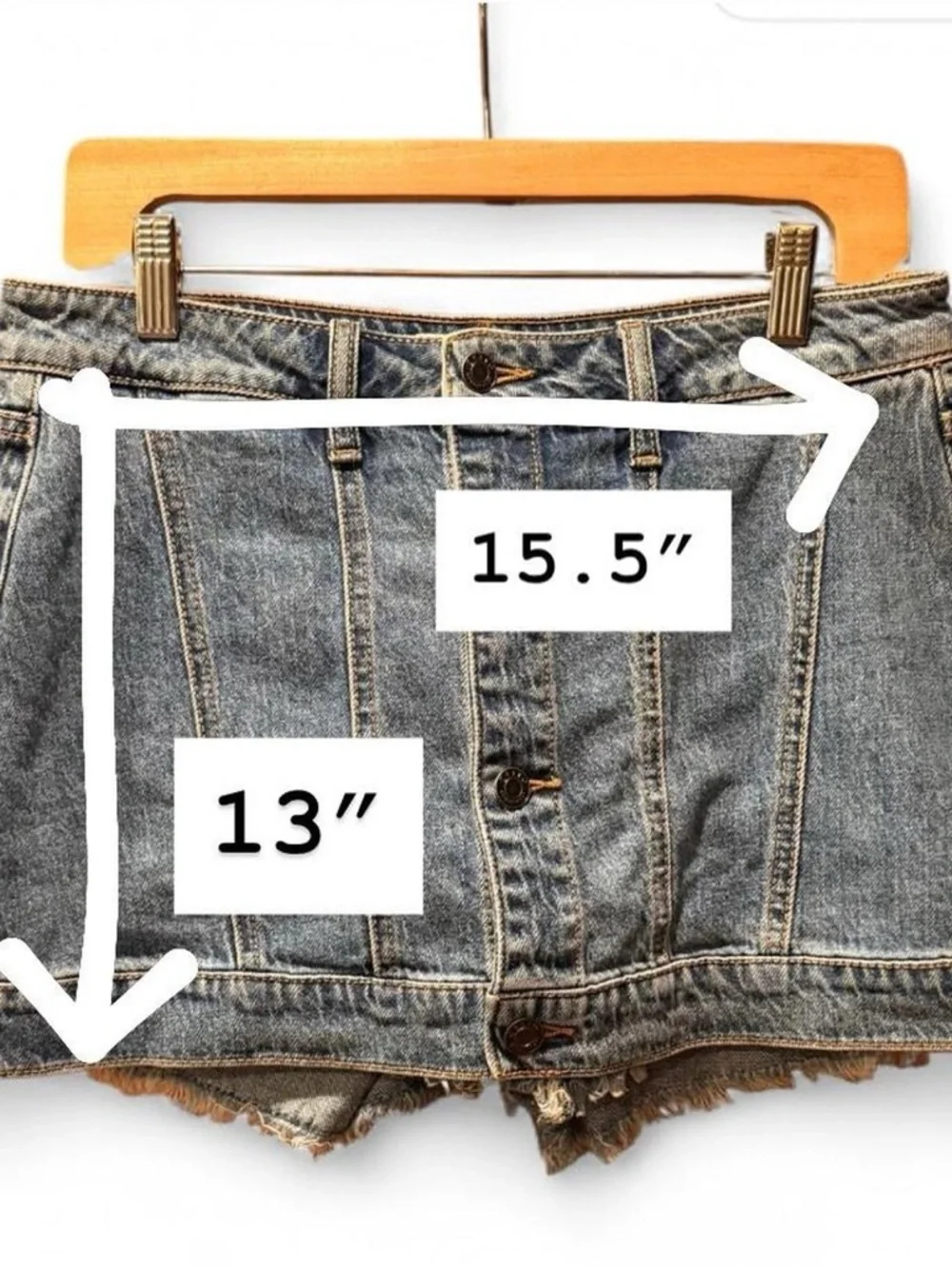 Button-Front Distressed Denim Skortd by Cello.